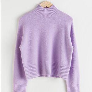 & Other Stories Textured Lavender Mock Neck Sweater